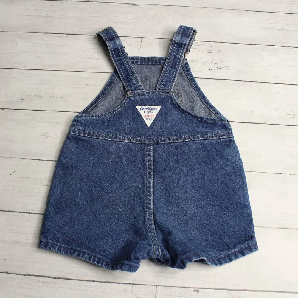 Oshkosh B'gosh Vestbak Denim Bib Overalls Shorts Baby Girl's Size 24 Months USA